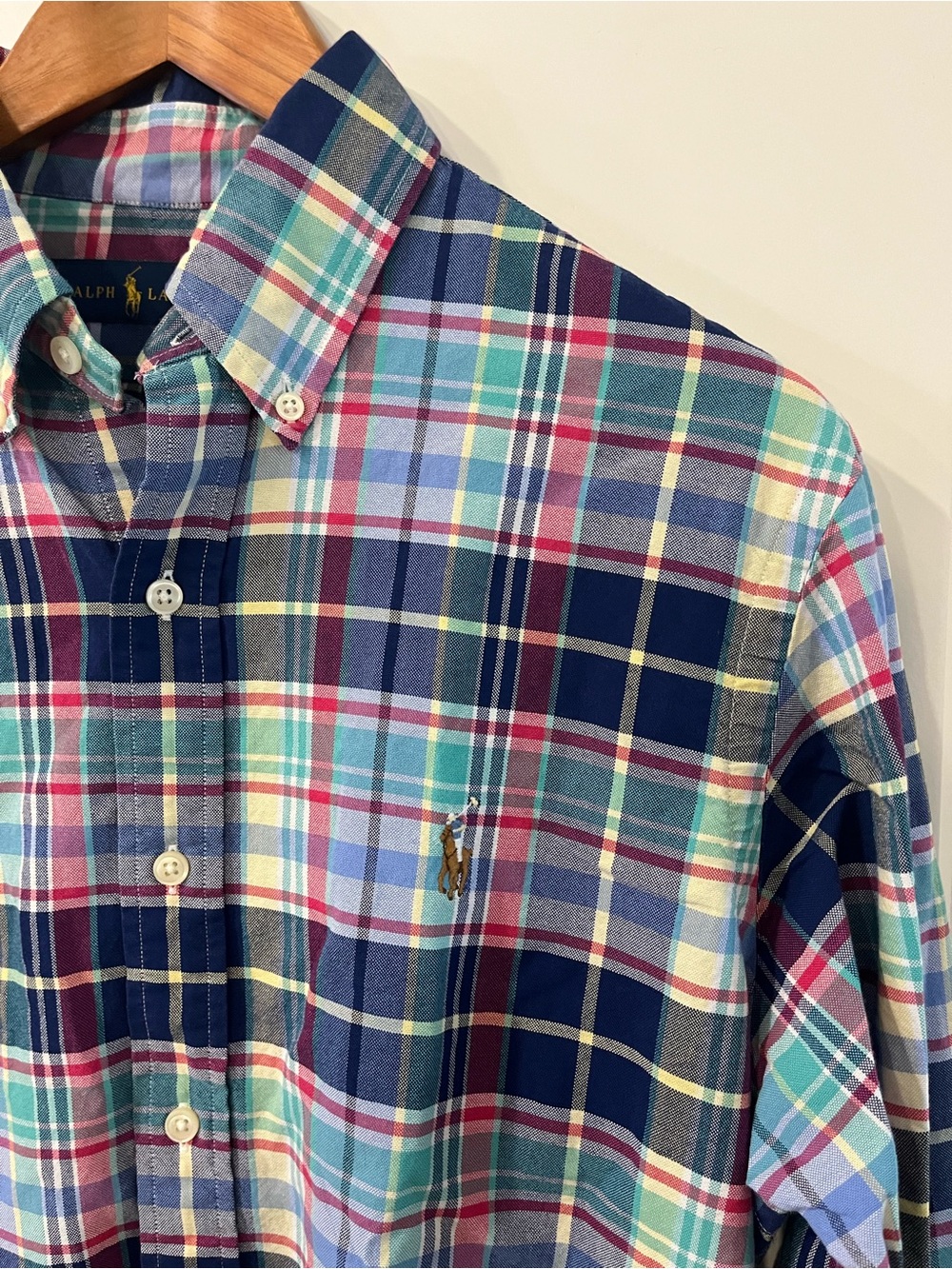 Ralph Lauren Men's Multicolor Plaid Button-Down Shirt - Navy, Turquoise, Red